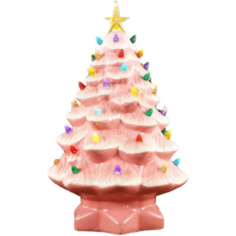 Jeffergarden Ornement miniature de sapin de Noël en résine colorée de 10 cm, parfait pour décorer une fenêtre ou une terrasse, de couleur rose.