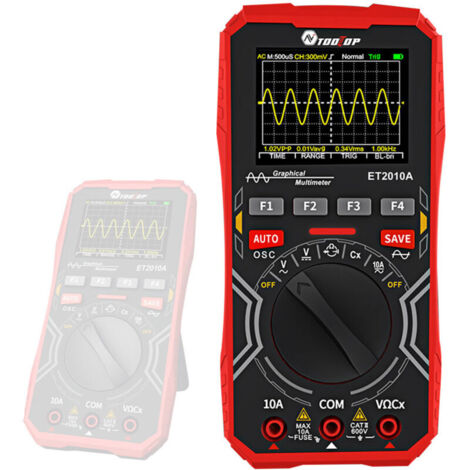 Jeffergarden Oscilloscope 2 en 1 multimètre à affichage numérique, Oscopemètre portatif 1 MHz Bande passante 2,5 Msps Taux d'échantillonnage Fonction de stockage de données pour le bricolage et les te