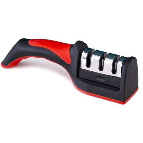 Jeffergarden Outil d'afftage de couteaux à main 3 Segments, affteur de couteaux polyvalent rouge et noir pour la cuisine
