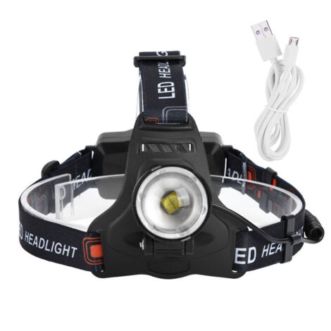 Jeffergarden P50 phare LED lampe frontale étanche 3500LM 3 Modes d'éclairage chargement USB noir