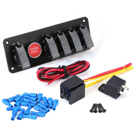 Jeffergarden Panneau de commande d'allumage à bascule 6 groupes 12 V avec bouton-poussoir de démarrage moteur pour voiture de course en fibre de carbone