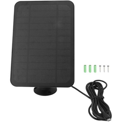 Jeffergarden Pannello solare 4W 5V per telecamera di sicurezza Arlo Ring Blink Caricatore impermeabile IP65 con staffa regolabile a 360 gradi Nero