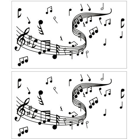 Note Musique Autocollant Mural Notes De Musique - 58x35cm (noir) Stickers Noirs