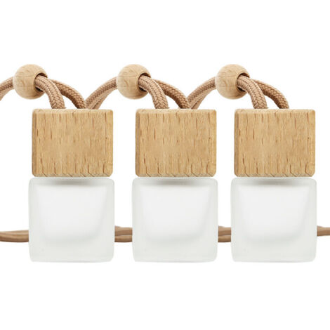Jeffergarden Paquet de 3 bouteilles vides de parfum suspendues pour voiture, désodorisant, diffuseur de parfum rechargeable, bouteille en verre vide