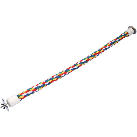 Jeffergarden Perroquet oiseau corde de coton colorée perchoir debout jouet élastique pour oiseau
