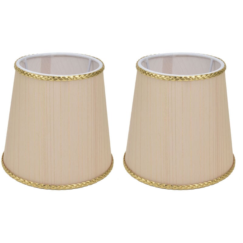 Petit abat-jour en tissu Beige à bord doré, 2 pièces, pour lustre de Table E14, applique murale - Jeffergarden