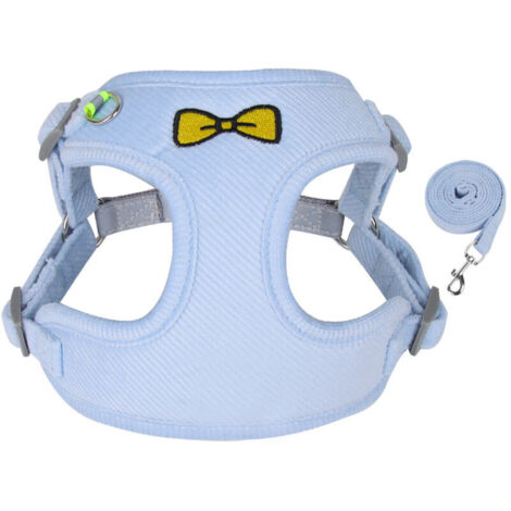 Jeffergarden Petit Harnais Réfléchissant pour Chien – Veste avec Laisse Intégrée pour Promenade en Ville, Sécurité Nocturne (Bleu)