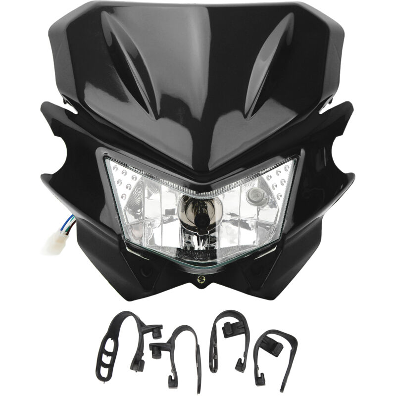 Jeffergarden - Phare avant de moto H4 Interface led phare drl étanche pour klx 110 125 150 230 250 300 450R crf wrf DC12V noir