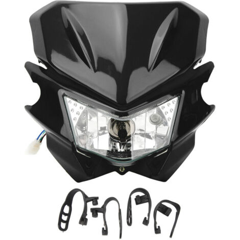 Jeffergarden Phare avant de moto H4 Interface LED phare DRL étanche pour KLX 110 125 150 230 250 300 450R CRF WRF DC12V noir