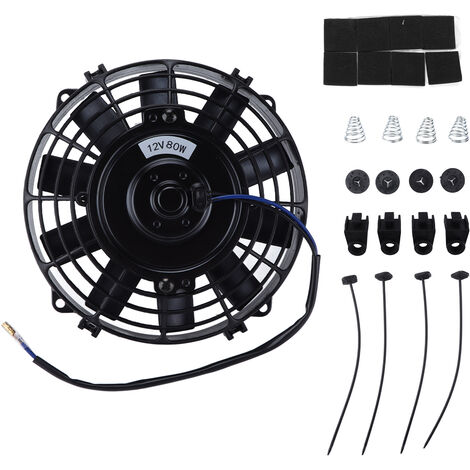 Jeffergarden Pièces d'auto, lame droite de ventilateur de refroidissement de radiateur de moteur électrique noir 12 V pour Transmission pour refroidisseur intermédiaire