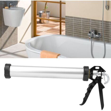 Jeffergarden Pistolet à calfeutrer en silicone 1 tube en aluminium 600 ml outil de calfeutrage avec 10 buses