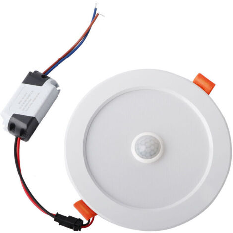 Jeffergarden Plafonnier LED encastré 12 W AC85‑265 V avec détecteur de présence pour une utilisation intérieure (blanc chaud 3000 K)