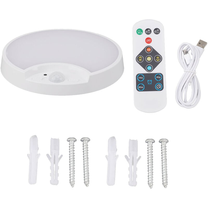 Jeffergarden - Plafonnier led sans fil avec détecteur de mouvement led, 400lm, 3 températures de couleur, Rechargeable, luminaire de placard, avec