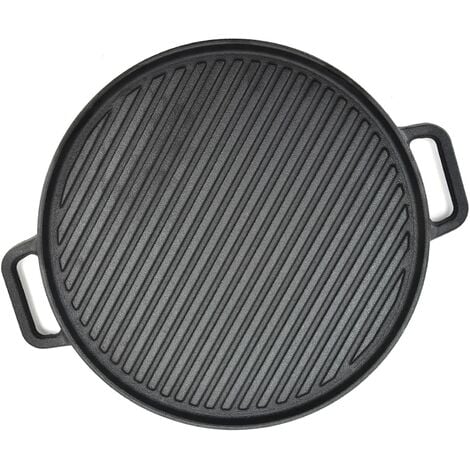 Jeffergarden Plaque de cuisson double face en fonte de 30 cm/11,8 po pour barbecue rond pour la maison en plein air