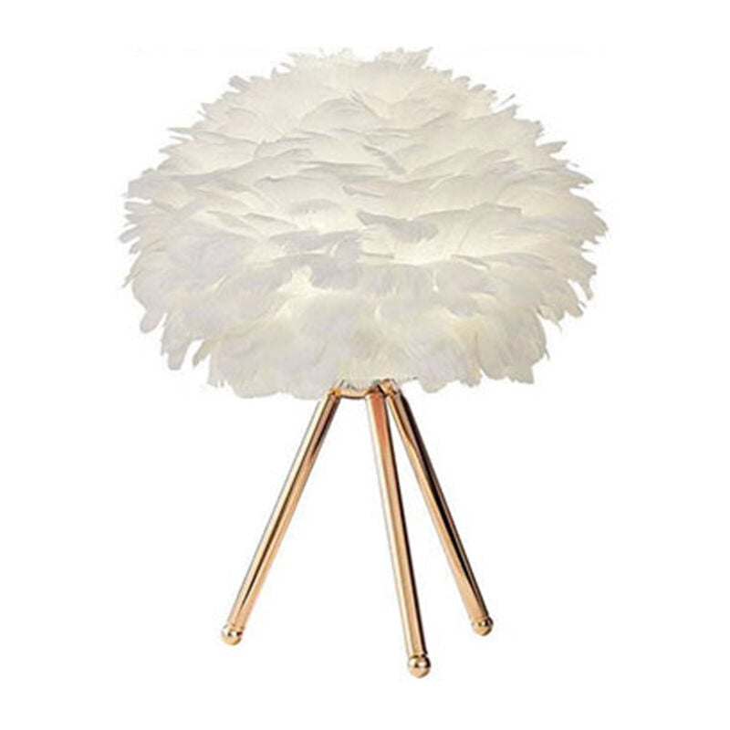 Jeffergarden - Plume led lampe de Table avec bouton poussoir lumière tamisée décorative or bureau lit veilleuse prise ue prise ue Type 1 triangulaire