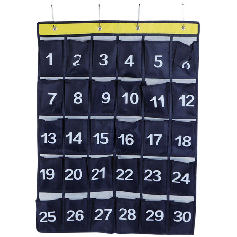Jeffergarden Pochette de rangement murale à 30 compartiments avec porte-téléphone et numérotation, bleu marine