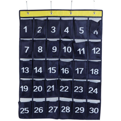 Jeffergarden Pochette de rangement murale à 30 compartiments avec porte-téléphone et numérotation, bleu marine
