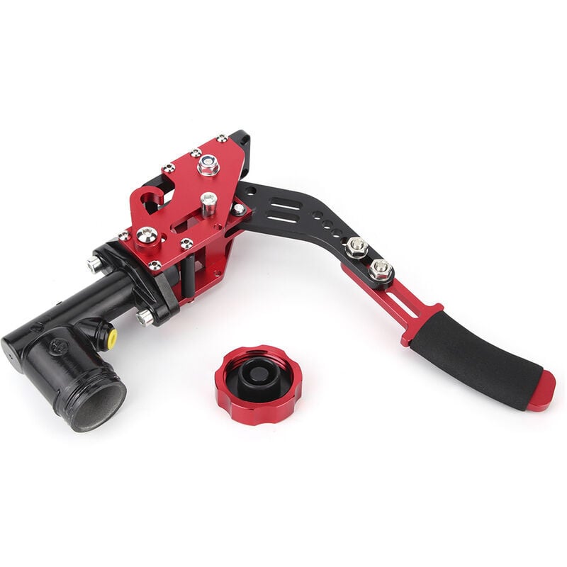 Jeffergarden Poignée de frein à main horizontale hydraulique rouge avec réservoir d'huile pour voiture de course à la dérive