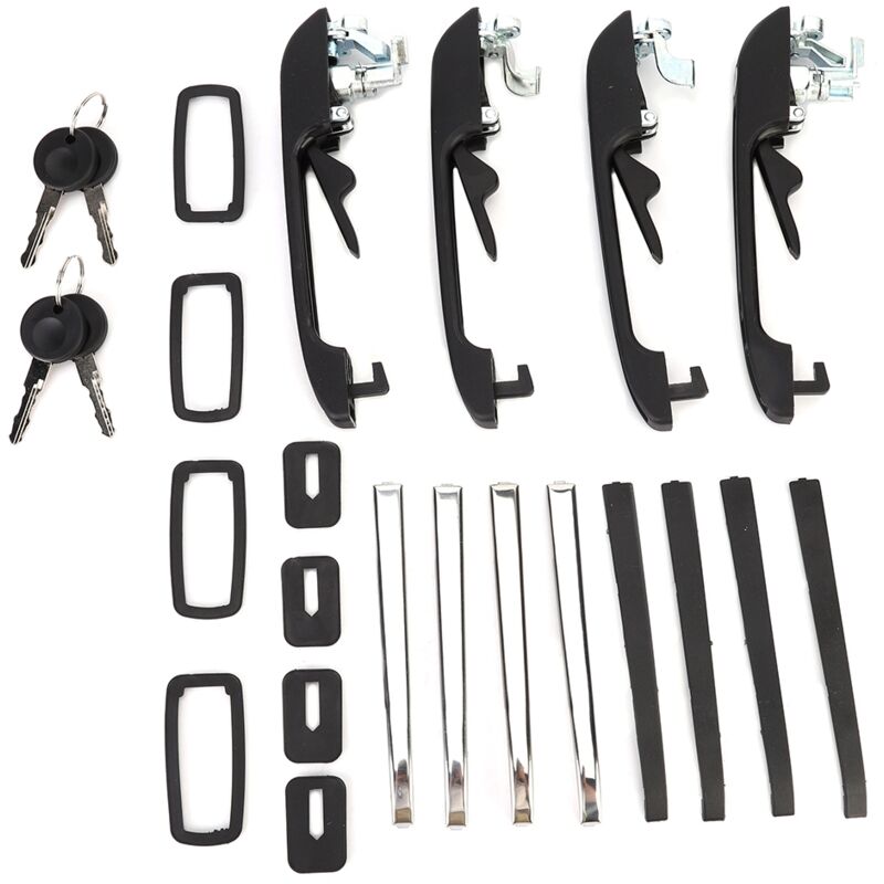 Jeffergarden - Poignée de porte extérieure avant arrière gauche droite avec clés, 4 pièces, adaptée à la Golf MK1/MK2