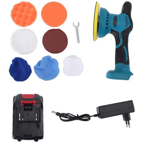 Jeffergarden Polisseuse de voiture sans fil, rechargeable, 8 vitesses, 5500 tr/min, kit de polissage orbital de 6 pouces, avec batterie de 1300 mAh, adaptée au cirage et au polissage, prise UE, 100-24