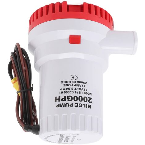 Jeffergarden Pompe de cale bateau silencieux Submersible DC Micro vidange eaux usées marines pour piscine d'étang 2000 GPH 12V