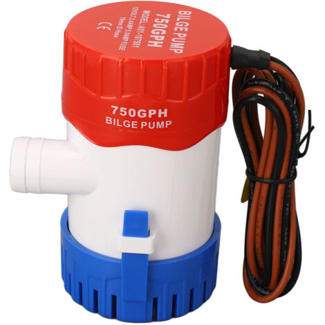 Jeffergarden Pompe de cale silencieuse pour bateau, Submersible, DC 12V, 750GPH, Micro vidange pour bateau de jardin