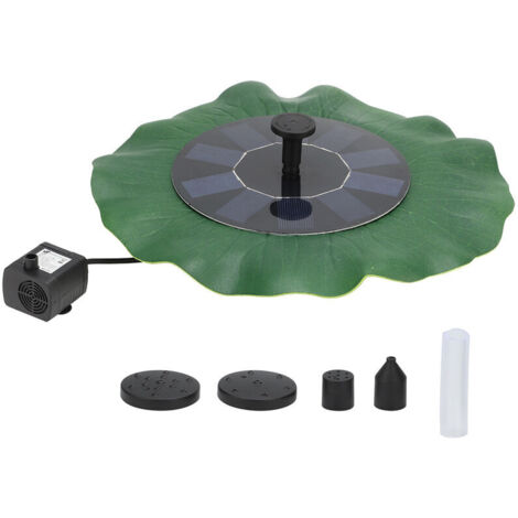 Jeffergarden Pompe de fontaine d'eau solaire 5V 1.6W, paysage flottant pour décoration extérieure avec batterie au Lithium 800MA décor de feuille de Lotus