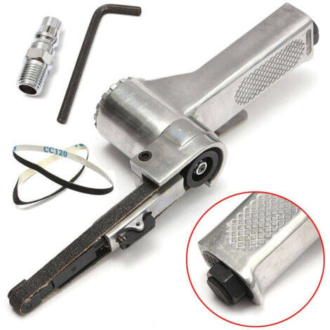 Jeffergarden Ponceuse à bande pneumatique/meuleuse d'angle 3/8 pouce avec bande abrasive, adaptée aux kits d'outils pneumatiques à compresseur.