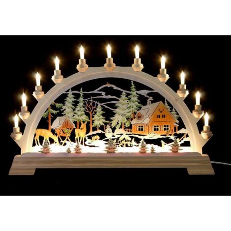Jeffergarden Pont de bougies lumineux LED en bois pour père nol, ornement de nol d'intérieur, fonctionne à piles
