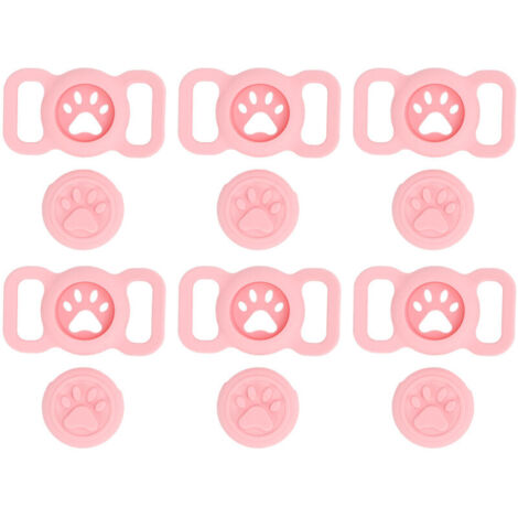 Jeffergarden ‌Porte-Airtag silicone pour collier - 6 pièces rose - Protection anti-perte pour chats/chiens‌