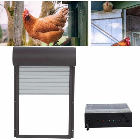 Jeffergarden Porte automatique de poulailler, rideau roulant en métal à énergie solaire, porte de poulailler avec minuterie pour poulet, canard, volaille