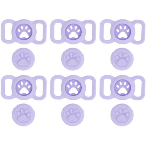 Jeffergarden ‌Porte-collier pour Airtag - 6 pièces, silicone anti-perte violet - Pour chats et chiens‌