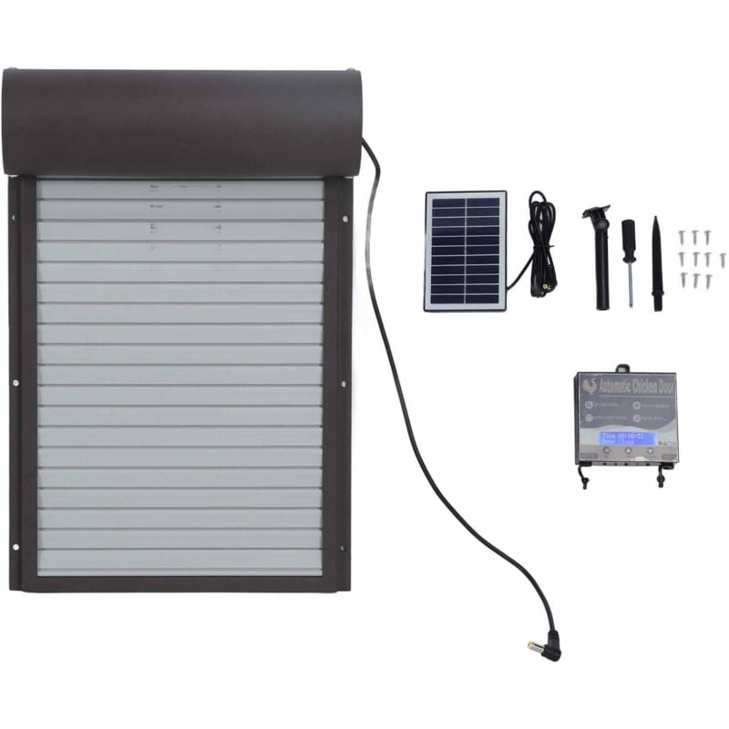 Porte de poulailler automatique à énergie solaire, rideau métallique roulant avec minuterie pour canards et volailles - Jeffergarden