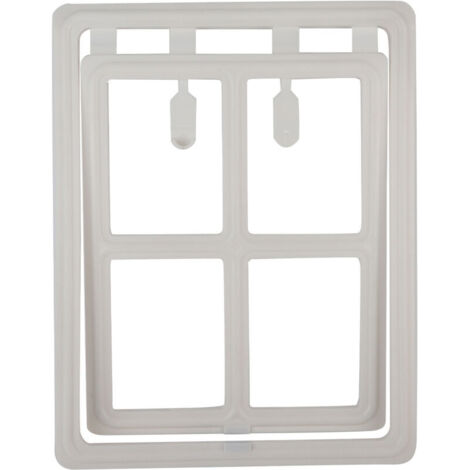 Jeffergarden Porte en plastique pour chien, chiot, chat, verrouillage magnétique, rabat de sécurité pour porte de fenêtre à moustiquaire (blanc XL)