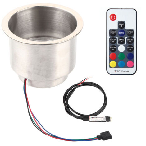 Jeffergarden Porte-gobelet RGB, support LED résistant à l'usure avec télécommande pour bateau, voiture ou camion