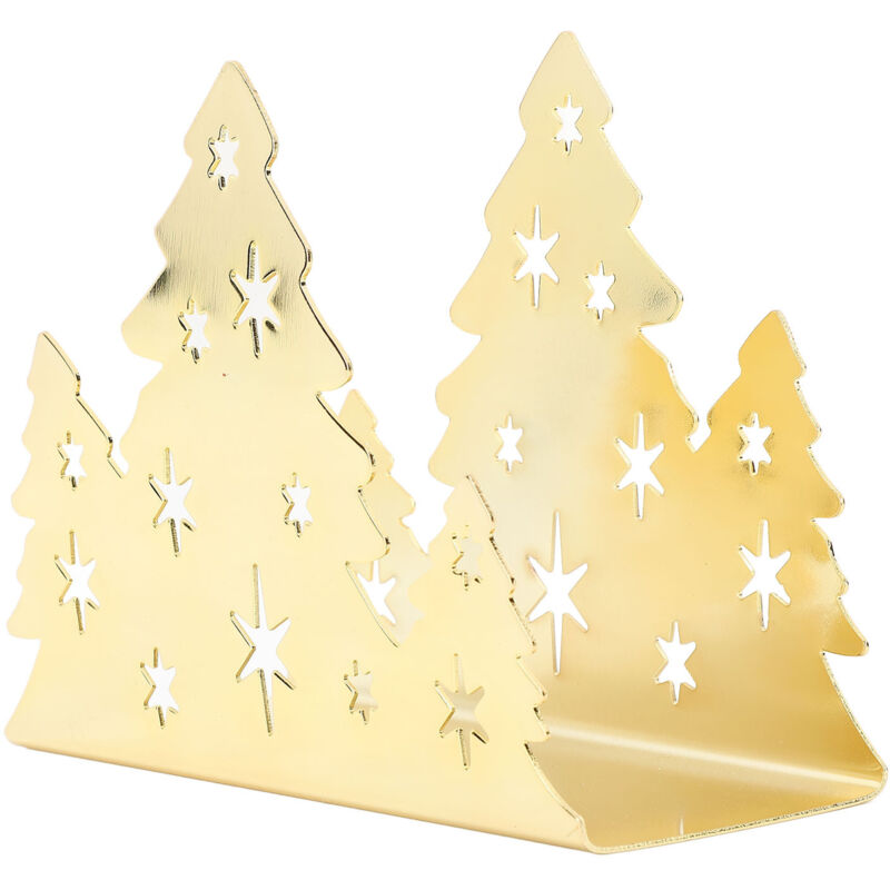 Jeffergarden Porte-serviettes en acier inoxydable en forme de sapin de Noël, étagère de rangement pour la salle à manger, doré