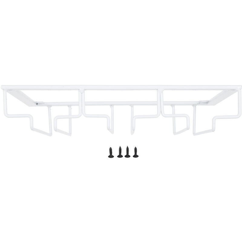 Jeffergarden Porte-verres à vin sous armoire porte-verres à pied cintre de rangement organisateur en métal pour bar cuisine 3 fentes 30x22.5cm blanc