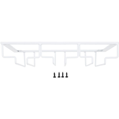 Jeffergarden Porte-verres à vin sous armoire porte-verres à pied cintre de rangement organisateur en métal pour bar cuisine 3 fentes 30x22.5cm blanc