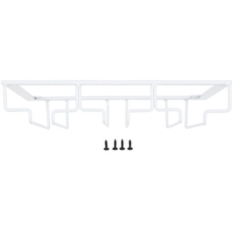 Jeffergarden Porte-verres à vin sous armoire porte-verres à pied cintre de rangement organisateur en métal pour bar cuisine 3 fentes 30x22.5cm blanc