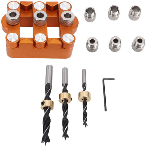 Jeffergarden Positionneur de poinçonnage pour assemblages de bois, outil de perçage central pour le travail du bois, gabarit de tenon autocentrant en alliage d'aluminium 6/8/10 mm