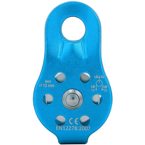 Jeffergarden Poulie pivotante simple robuste en alliage d'aluminium 26 kN pour câble de 12 mm (bleue)