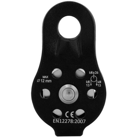 Jeffergarden Poulie pivotante simple robuste en alliage d'aluminium 26 kN pour câble de 12 mm (noire)