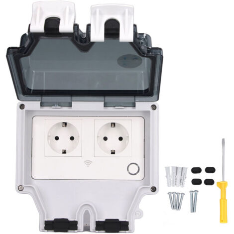 Jeffergarden Prise de courant étanche extérieure IP66 étanche à la pluie murale électrique Wifi prise intelligente Type 86 16A prise UE 110‑250V SNW-2SR