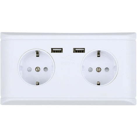 Jeffergarden Prise murale EU avec USB 250V - Bureau/maison (protections intégrées)
