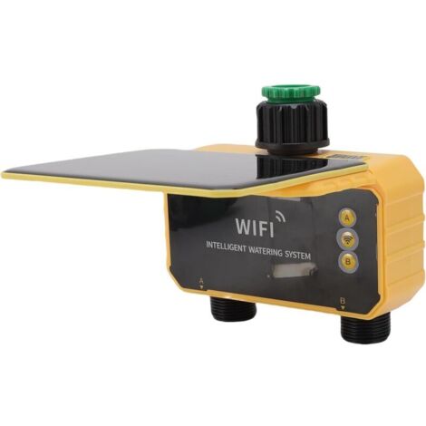Jeffergarden ‌Programmateur d’arrosage solaire WiFi 2 sorties – Irrigation automatique avec détection pluie pour jardin‌ – Économie d’eau intelligente