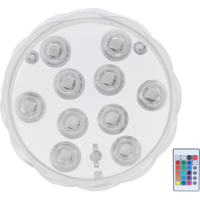 Jeffergarden Projecteur LED RGB 16 couleurs pour piscine, 7 cm (2,8 pouces), avec télécommande 24 touches et 10 LED
