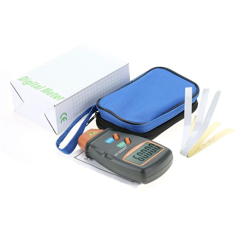 Jeffergarden - Tachymètre Numérique, DT-2234C + Tachymètre Photo lcd Sans Contact Mini-testeur de Tours/Minute Compteur, Plage Tachymétrique