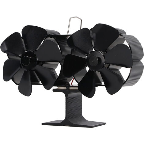 Jeffergarden Qinlorgo Ventilateur actionné par la Chaleur de Fourneau, Ventilateur actionné par la Chaleur Noir en Aluminium de Cheminée de Bonne conductivité Thermique Résistant à l'usure pour la Sa