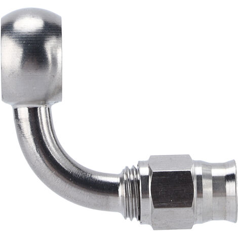 Jeffergarden Raccord de Tuyau Banjo, AN‑3 Raccord de Tuyau de Frein à œil Banjo Adaptateur 90° en Acier Inoxydable Accessoires Automobiles
