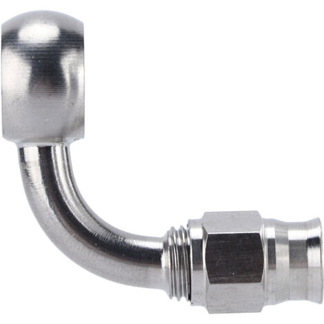 Jeffergarden Raccord de Tuyau Banjo, AN‑3 Raccord de Tuyau de Frein à œil Banjo Adaptateur 90° en Acier Inoxydable Accessoires Automobiles